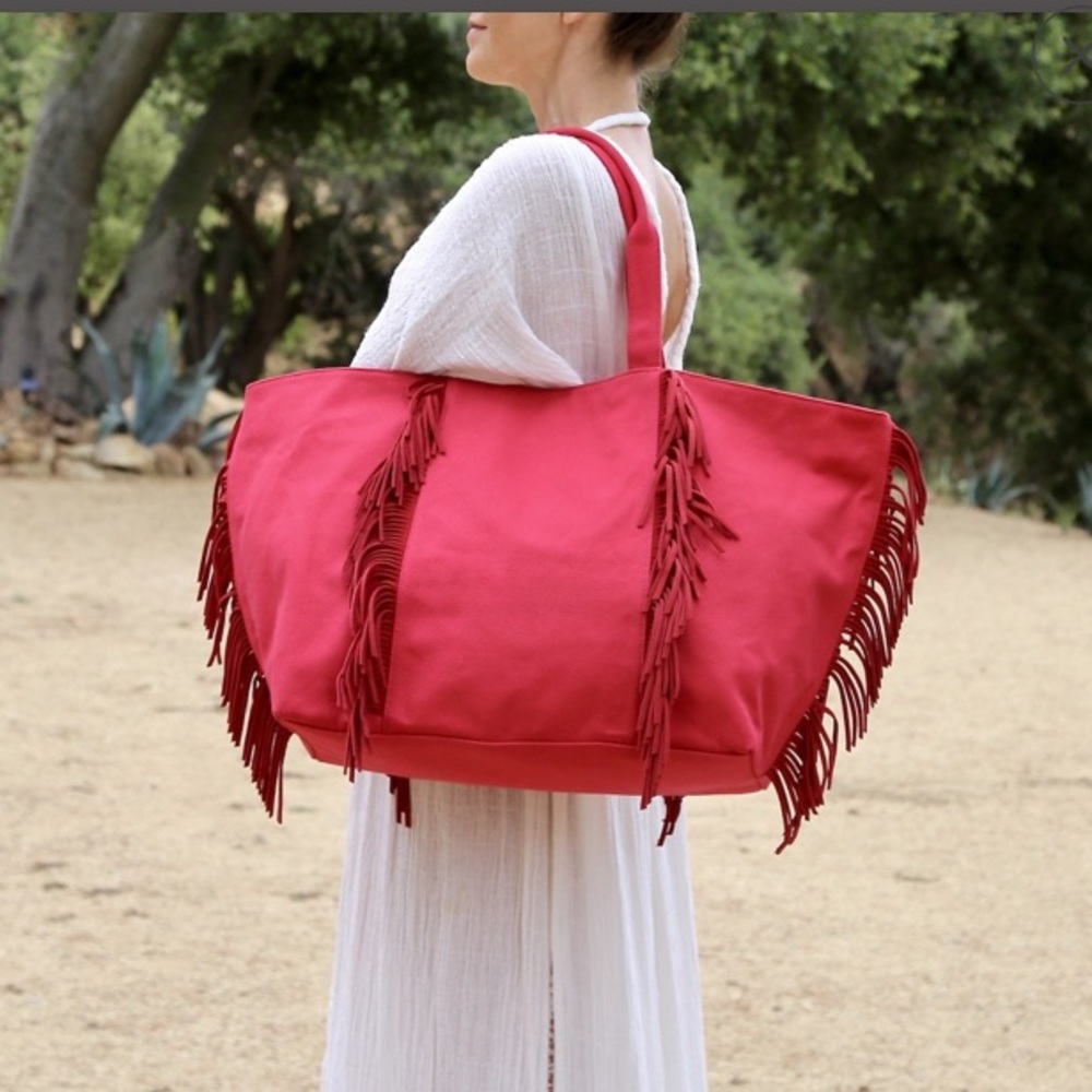 M.I.L.A. Canvas bag with leather fringe